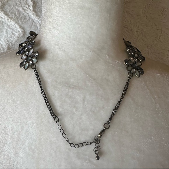 Gemstone Statement Necklace Reversible Gold Metal Chocker - Picture 7 of 13